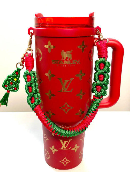 Christmas Braided Carry On Cup Strap