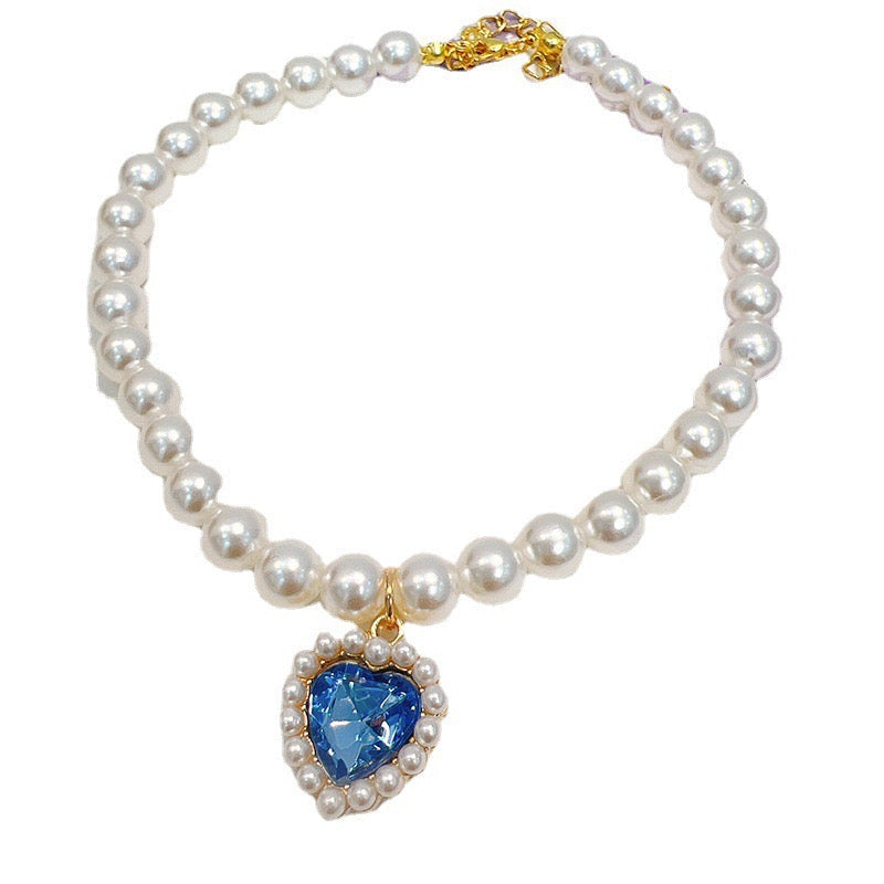 Pearl Collar with Heart Diamond