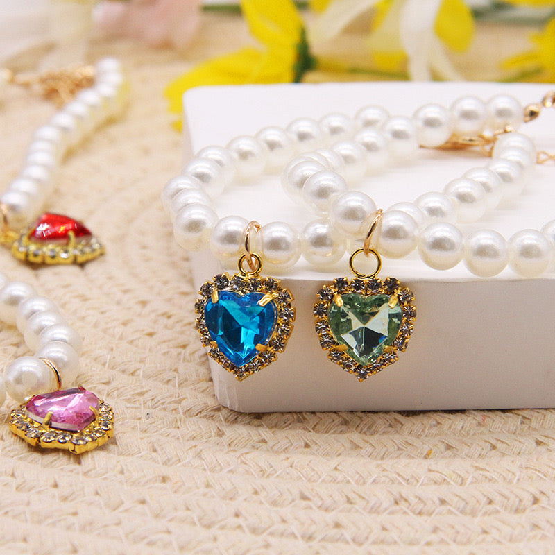 Pearl Collar with Heart Diamond