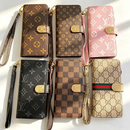 Premium Vintage Designer Monogram Leather Wallet Phone Case