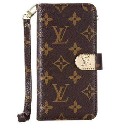 Premium Vintage Designer Monogram Leather Wallet Phone Case
