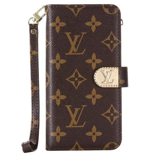 Premium Vintage Designer Monogram Leather Wallet Phone Case