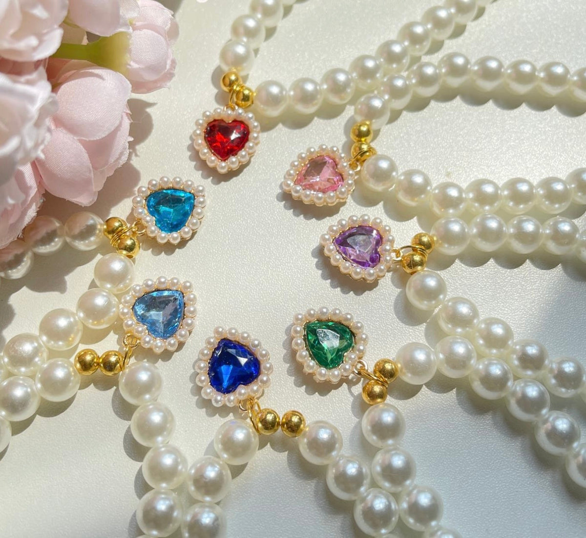 Pearl Collar with Heart Diamond