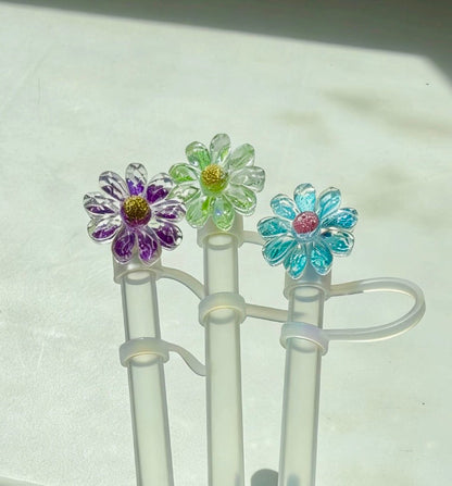 Crystal Bloom Daisy Straw Topper Set (8PCs)