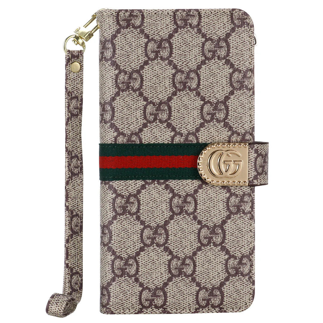 Premium Vintage Designer Monogram Leather Wallet Phone Case