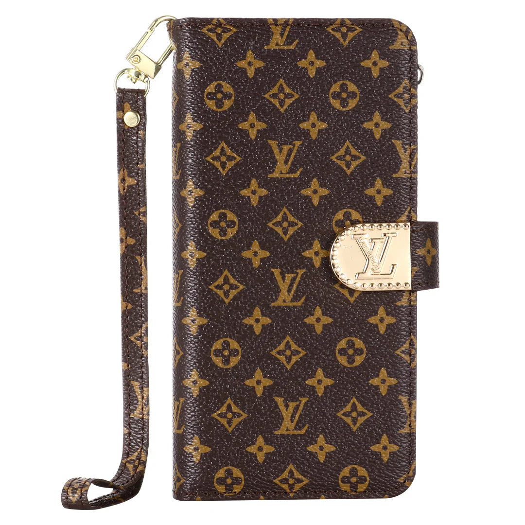 Premium Vintage Designer Monogram Leather Wallet Phone Case