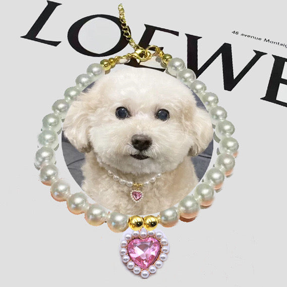 Pearl Collar with Heart Diamond