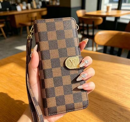 Premium Vintage Designer Monogram Leather Wallet Phone Case
